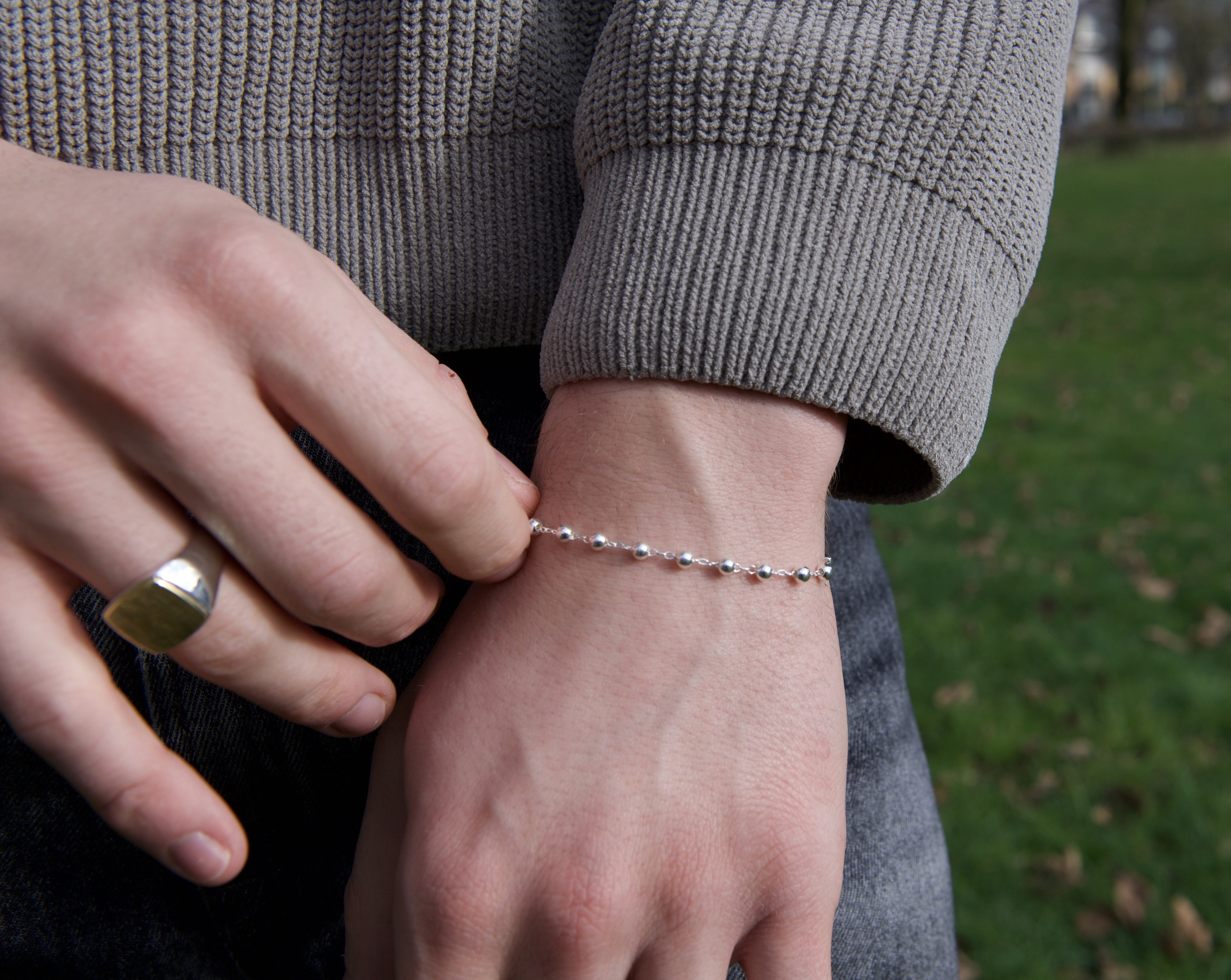 925 Beaded Cross Bracelet