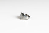 silver square stainless steel ring side angle